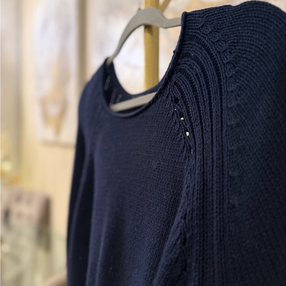 J.CREW NWOT Navy Blue Women's Sweater pointelle -knit layer preppy - Picture 10 of 12